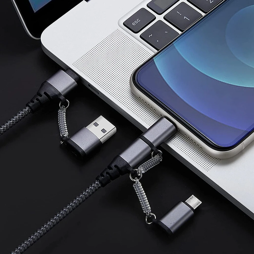 Multi usb kabelis usb c į usb c kabelį nailoninis universalus įkrovimo kabelis usb a/usb c suderinamas su lightning/micro usb/type c 60 w pd 3.0 3a greito įkrovimo kabelis nešiojamam kompiuteriui planšetiniam kompiuteriui galaxy