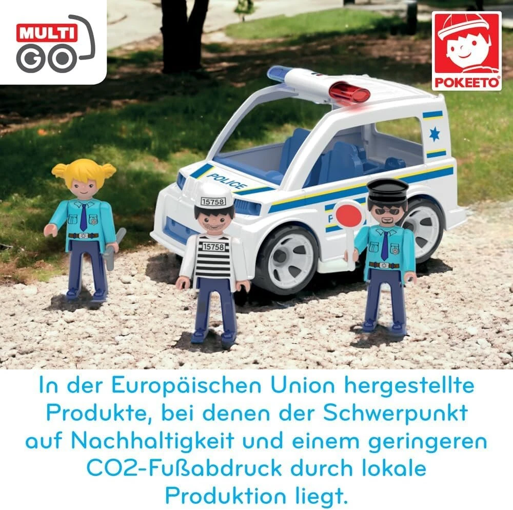 Multigo Trio Police - smėlio dėžės žaislas vaikams nuo 3 metų - figūrėlės su policijos automobiliu - smėlio žaislas žaidimams lauke - automobilis sodui