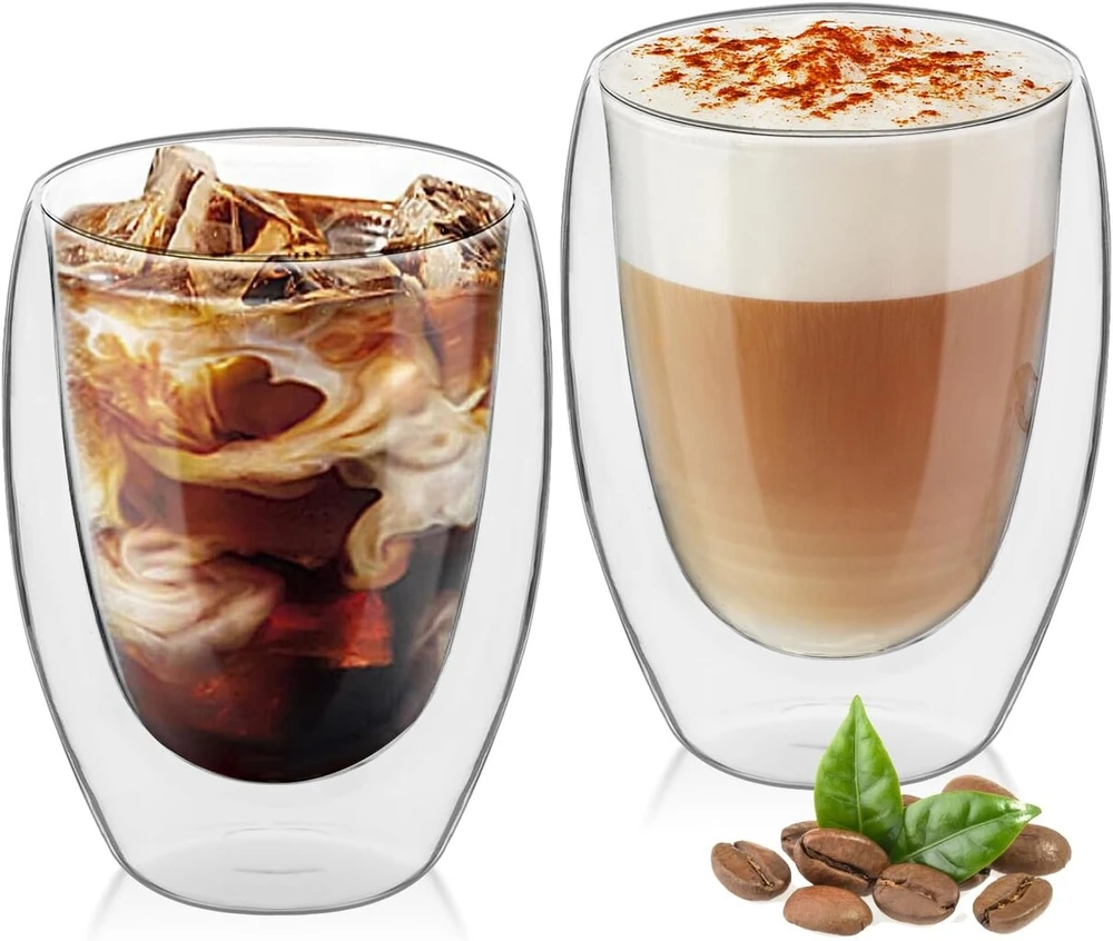 Mumdoyal Dvisienės latte macchiato stiklinės, stilingos ir praktiškos (2 x 350 ml)