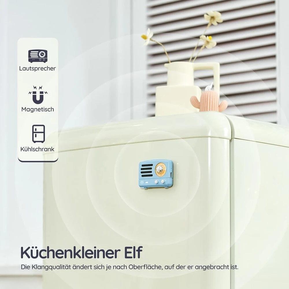 Kompiuterio kolonėlės Muzen Bluetooth garsiakalbis, retro dizainas, nešiojamas, mėlynas