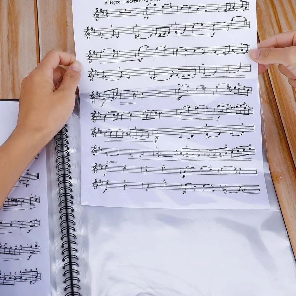 Muzikos aplankas muzikos lapams, skirtas A4 formato popieriaus dokumentų laikymui, 30 kišenių, smuiko raktas, muzikos stalo aplankas, plastikinis koncertų choro aplankas muzikantams ir grupės muzikos natoms
