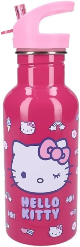 My sweety pop gertuvė mergaitėms Hello Kitty - nerūdijantis plienas - lovelė - vaikų darželis - mokykla - atostogos - maistas - 22 cm - 500 ml - hidratacija - dovanos idėja - butelis (hello Kitty - rožinė)