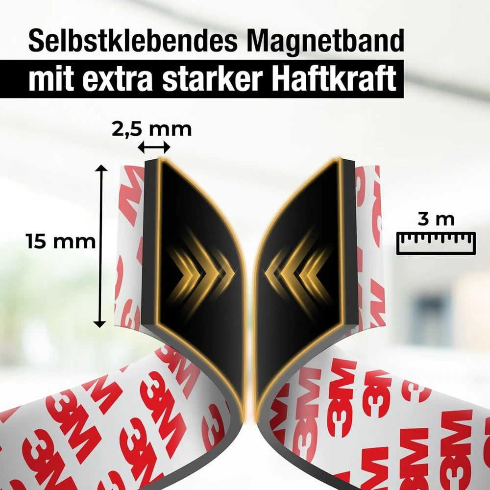 Mymind® magnetinė juosta a+b lipni [ypač stipri] tinkleliams nuo uodų ir užuolaidoms su 3m klijais - labai stipri magnetinė juosta maksimaliam sukibimui - magnetinė juosta