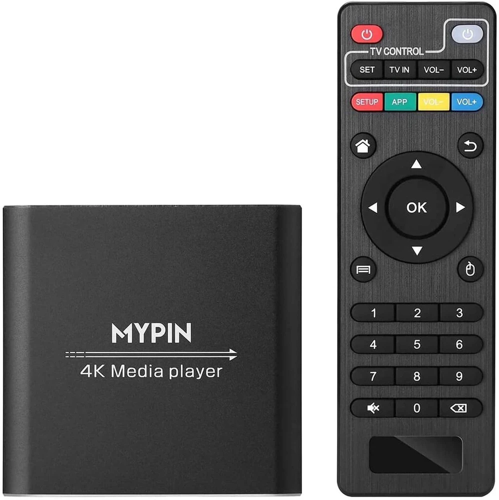 Ausinės Mypin hdmi multimedijos grotuvas, 4k@30hz skaitmeninis medijos grotuvas hdmi/av išvestis ppt mkv avi rmvb rm, skirtas hdtv su nuotolinio valdymo pultu, palaiko usb atmintines ir sd korteles, usb pelė