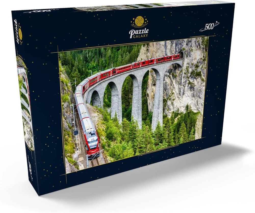 Mypuzzle bernina express glacier train ant landwater viaduko šveicarijos alpėse - premium 500 dalių dėlionė - mypuzzle special collection by puzzle galaxy