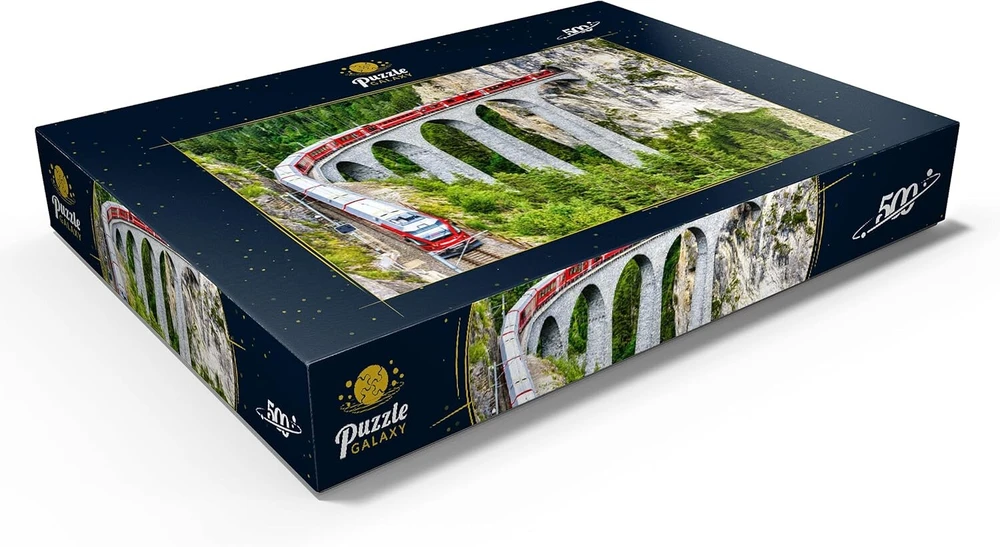 Mypuzzle bernina express glacier train ant landwater viaduko šveicarijos alpėse - premium 500 dalių dėlionė - mypuzzle special collection by puzzle galaxy
