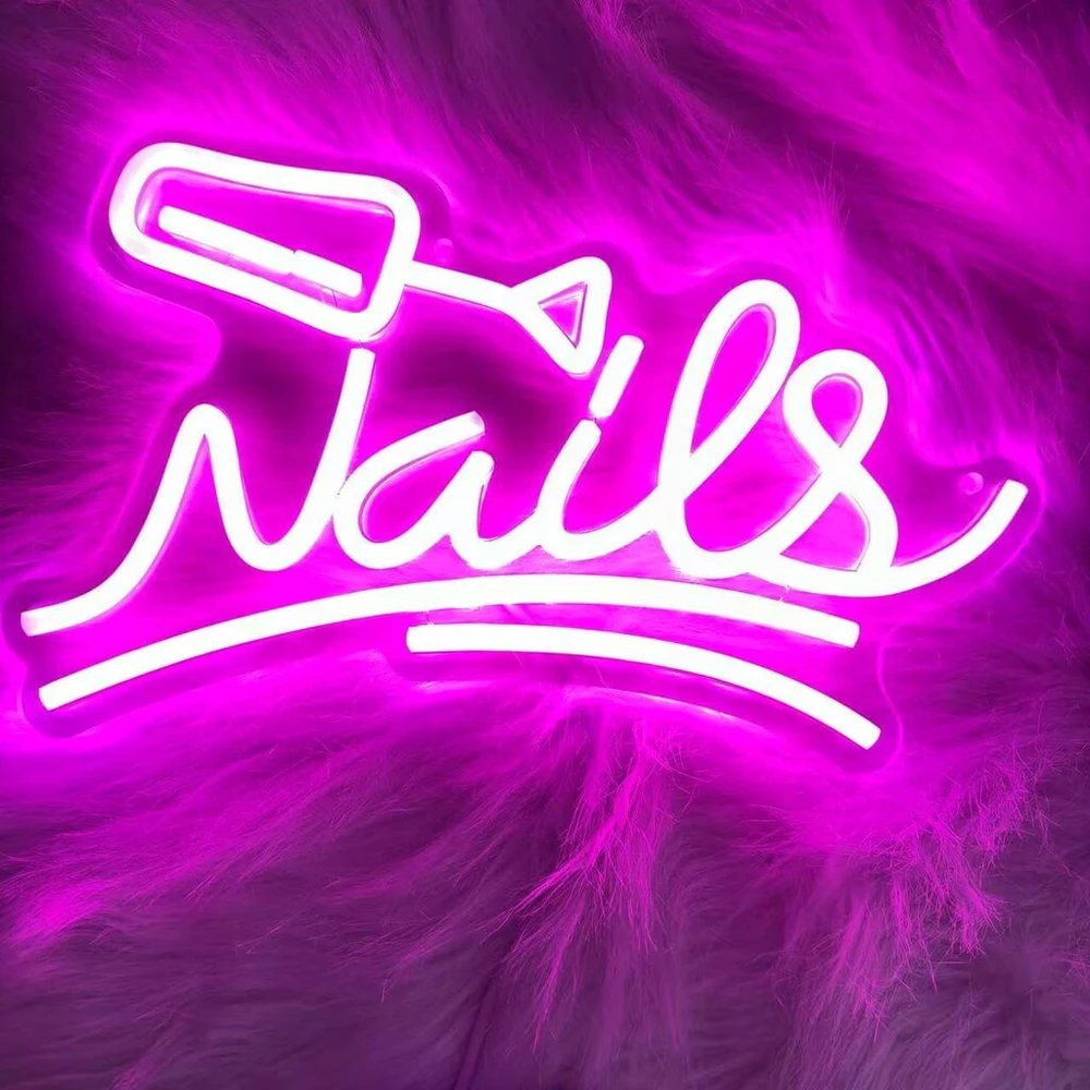 Nails neoninis ženklas, individualus led ženklas, nagų studijos grožio kambario sienų dekoras, salono kambarys