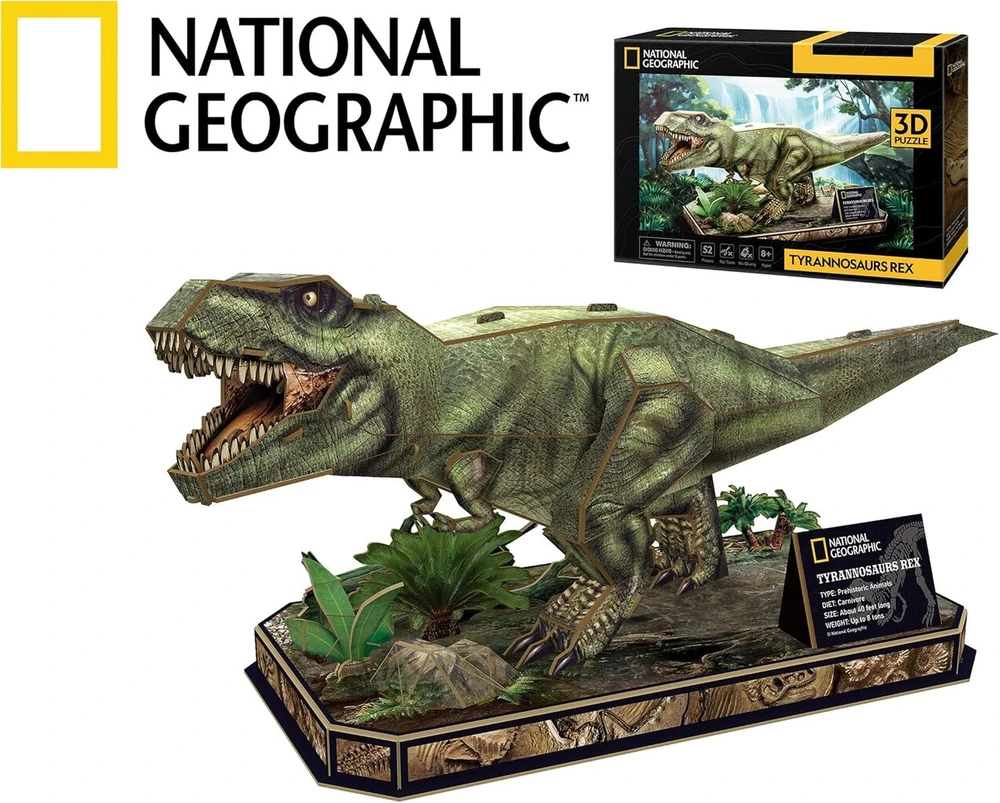 National Geographic - Tyrannosaurus Rex | 3d dėlionė | dinozauro žaislas | dinozauro dėlionė | 3d dėlionė vaikams nuo 8 metų | dinozauro dėlionė | dovana vaikams nuo 8 metų