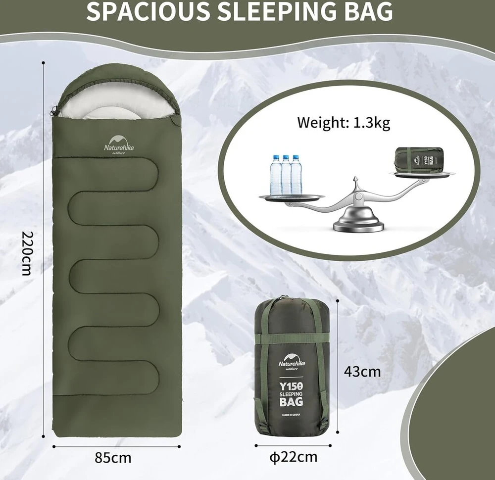 Naturehike vokinis miegmaišis, 3 sezonų antklodės tipo miegmaišis su mažu pakuotės dydžiu, itin lengvas vandeniui atsparus antklodės tipo miegmaišis, 220 x 85 cm, sujungiamas miegmaišis suaugusiems