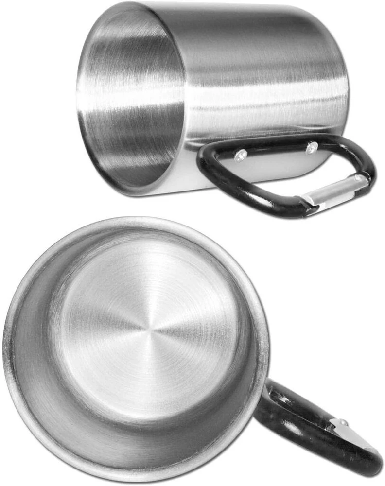 Nerūdijančio plieno stovyklavimo puodelis su karabinu, 250ml