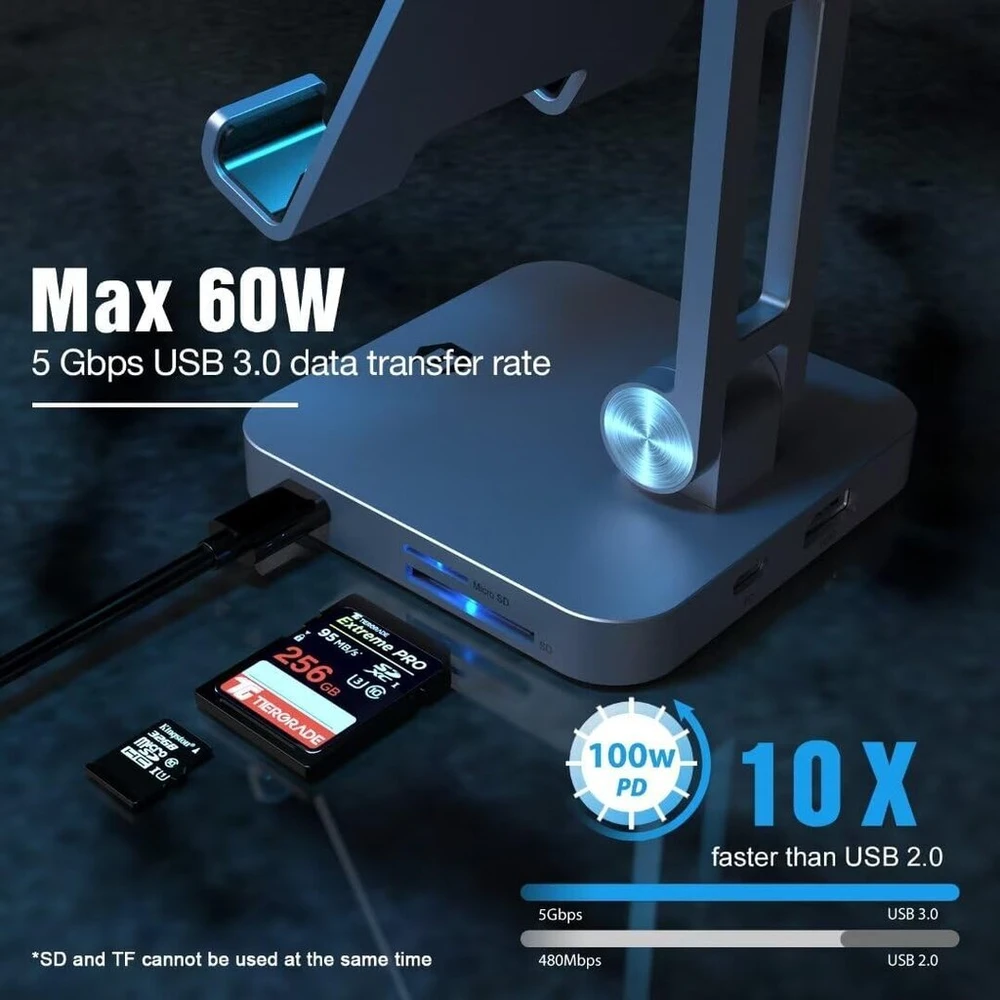 Nešiojama Usb-c stotelė su 4k Hdmi, 100w Pd, 2x Usb-a