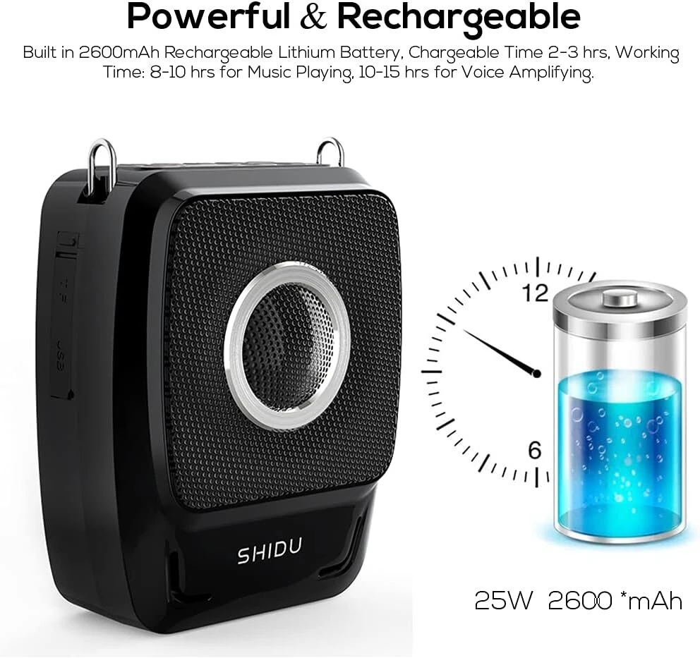 Nešiojamas garso stiprintuvas su belaidžiu mikrofonu ir Bluetooth 4.0