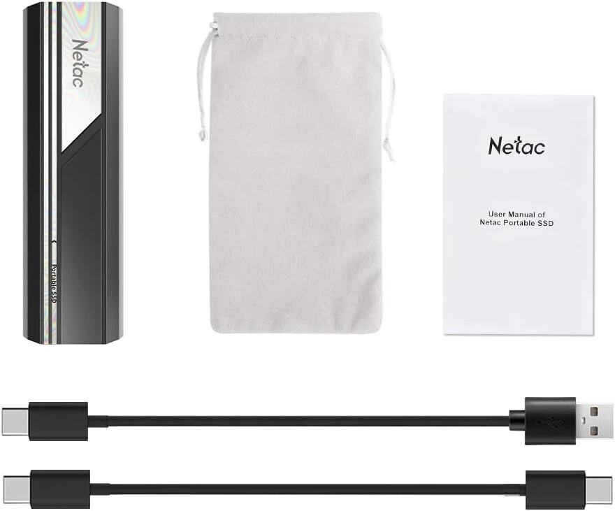 Kietasis diskas Netac Zx10 500gb išorinis nešiojamas Ssd diskas su Ssd technologija, 1.8 colio, 1050 Mb/s skaitymo greitis, atsparus smūgiams, pilkas