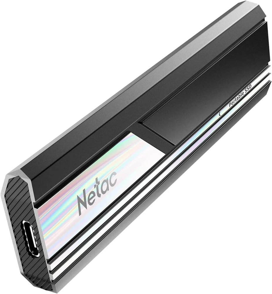 Kietasis diskas Netac Zx10 500gb išorinis nešiojamas Ssd diskas su Ssd technologija, 1.8 colio, 1050 Mb/s skaitymo greitis, atsparus smūgiams, pilkas