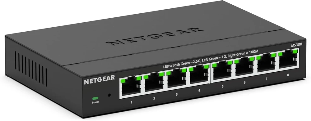 Netgear Ms308 8 prievadų 2.5 Gbit komutatorius, kelių gigabitų Lan komutatorius (tinklo komutatorius su 1g/2.5g, montuojamas ant stalo arba sienos)