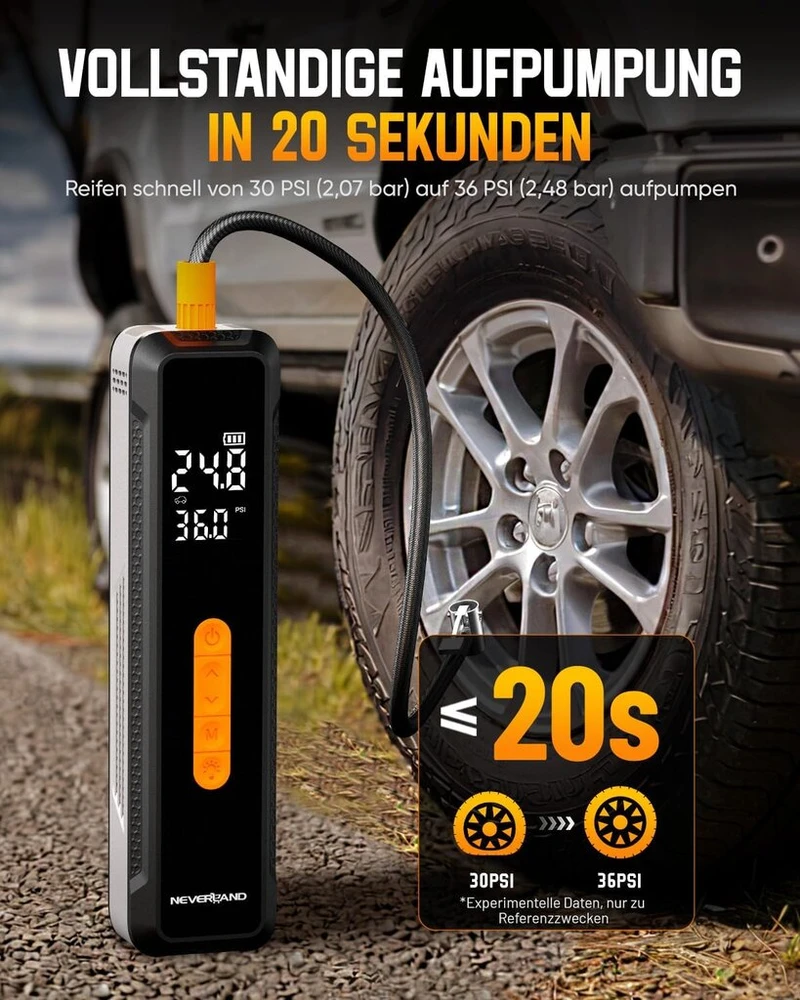 Neverland dviračio pompa elektrinis oro kompresorius - akumuliatorinis oro siurblys dviračio pompa padangų pripūtėjas oro kompresorius 150 Psi 20000 Mah 4 režimai oro kompresorius padangų pripūtėjas skaitmeninis ekranas maitinimas