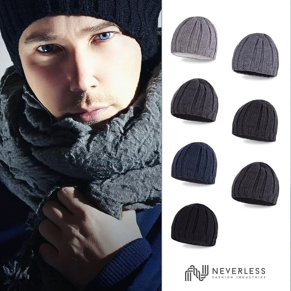 Neverless® vyriška šauni megzta žieminė kepurė su vilnos pamušalu