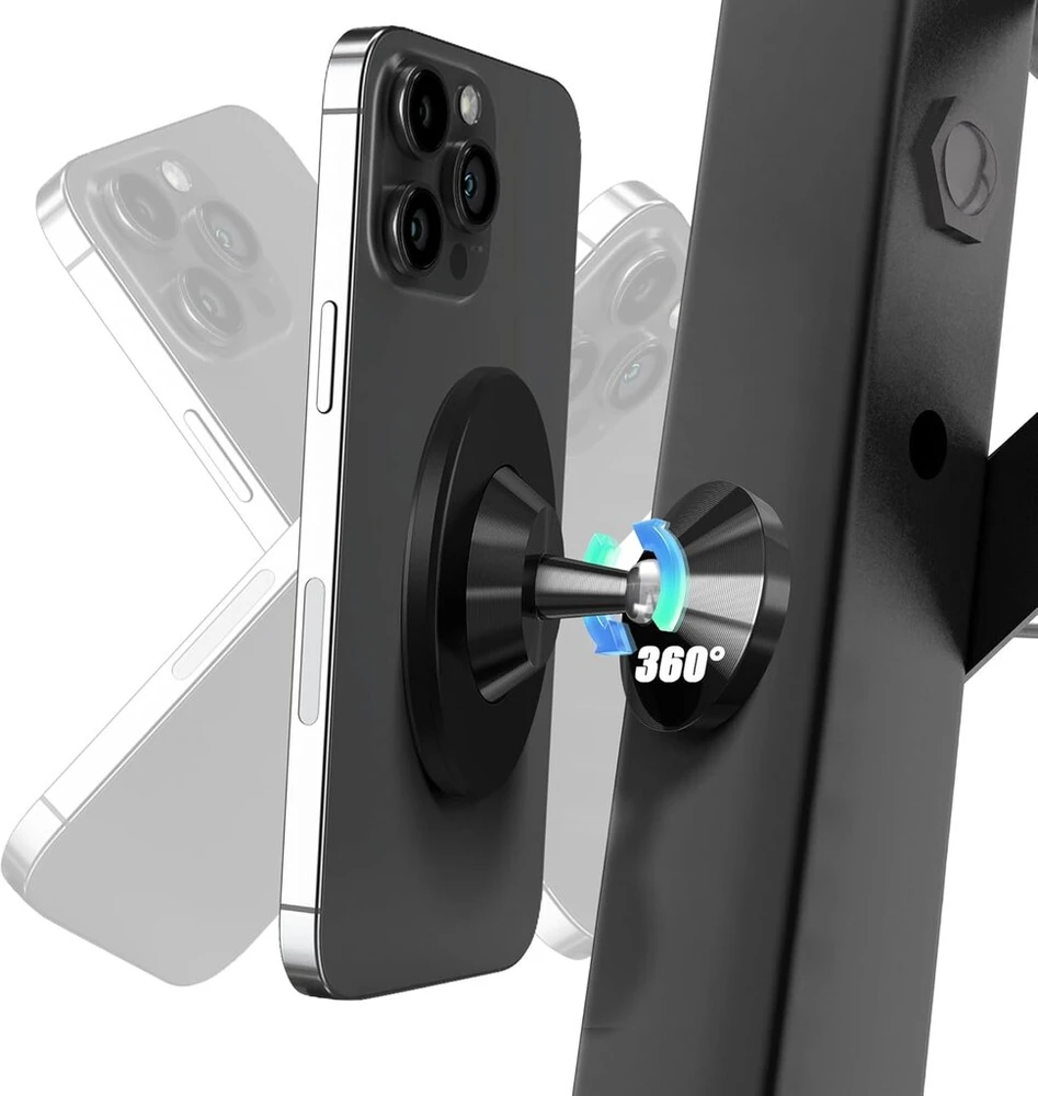 Newzerol patobulintas magnetinis telefono laikiklis sporto salei/automobiliui, suderinamas su mag-safe, dvigubas magnetas su stipriu magnetu, paprastas ir saugus bet kuriam mobiliajam telefonui vaizdo įrašams ir asmenukėms - juodas