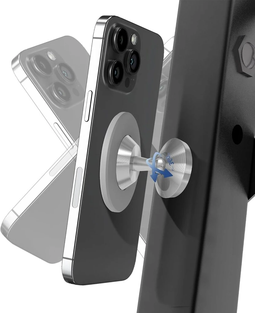 Newzerol patobulintas magnetinis telefono laikiklis sporto salei/automobiliui, suderinamas su mag-safe, dvigubas magnetas su stipriu magnetu, paprastas ir saugus bet kuriam mobiliajam telefonui vaizdo įrašams ir asmenukėms – sidabrinis