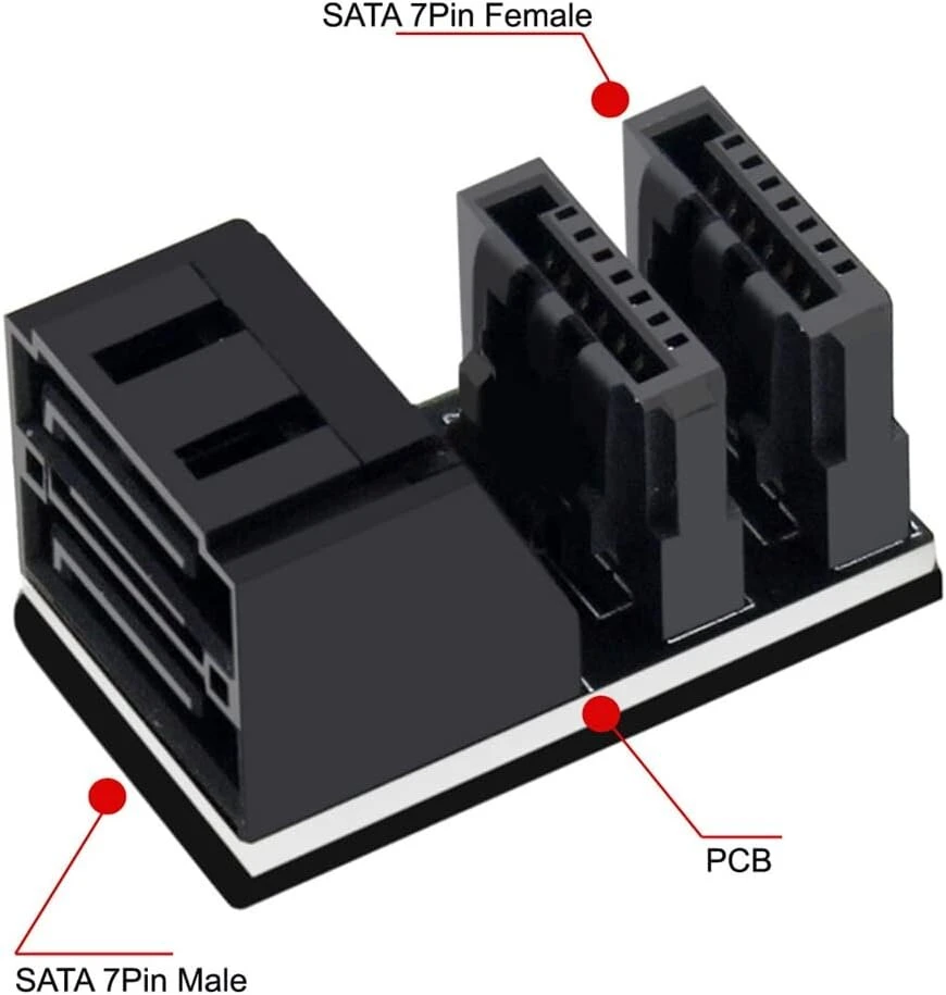 Nfhk Dual Sata 7 pin kampinis adapteris 90 laipsnių
