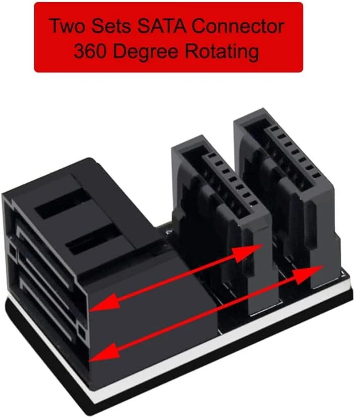 Nfhk Dual Sata 7 pin kampinis adapteris 90 laipsnių