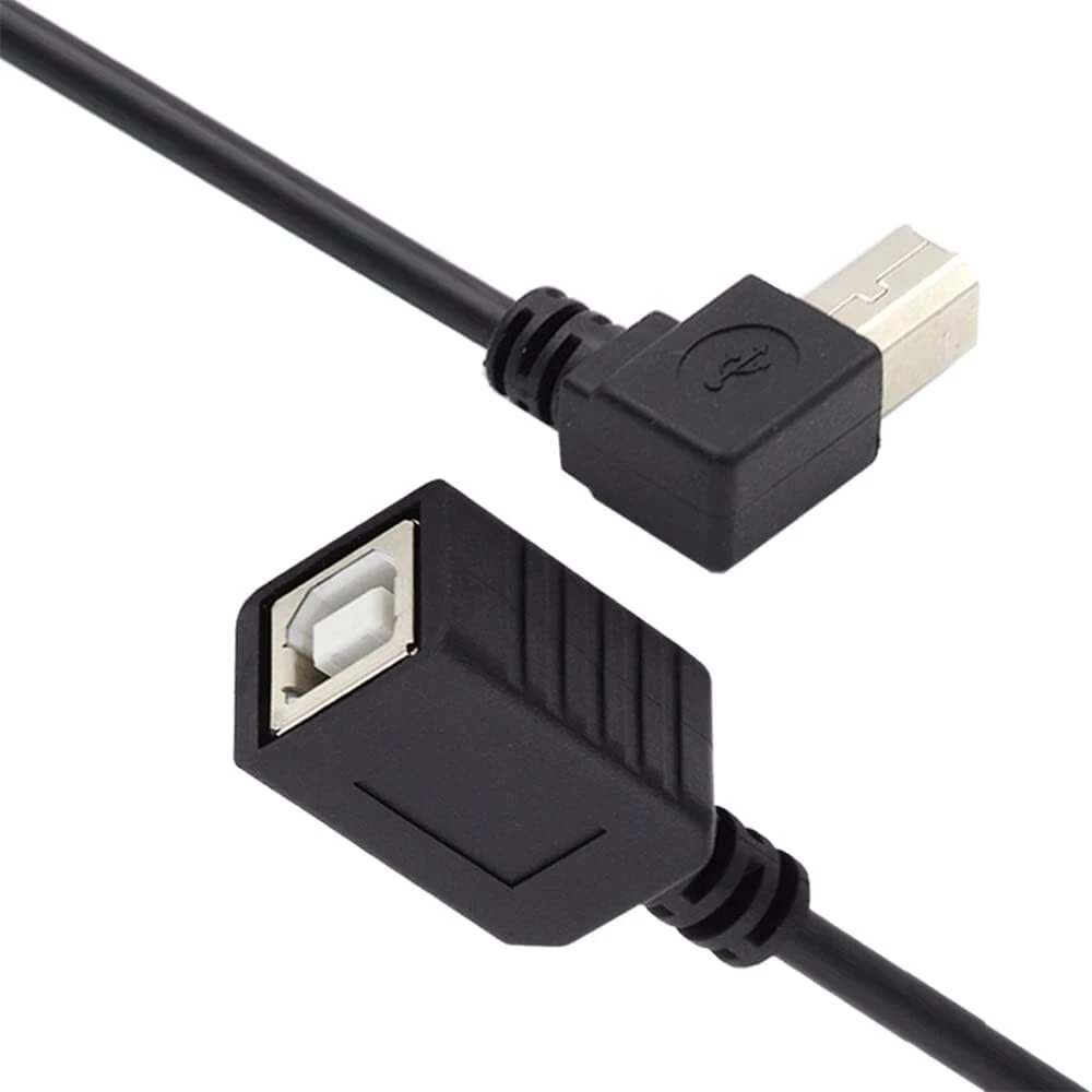 Nfhk Usb 2.0 B tipo tėviškas-moteriškas prailginimo laidas stačiu kampu 90 laipsnių 20 cm spausdintuvo skaitytuvo diskui