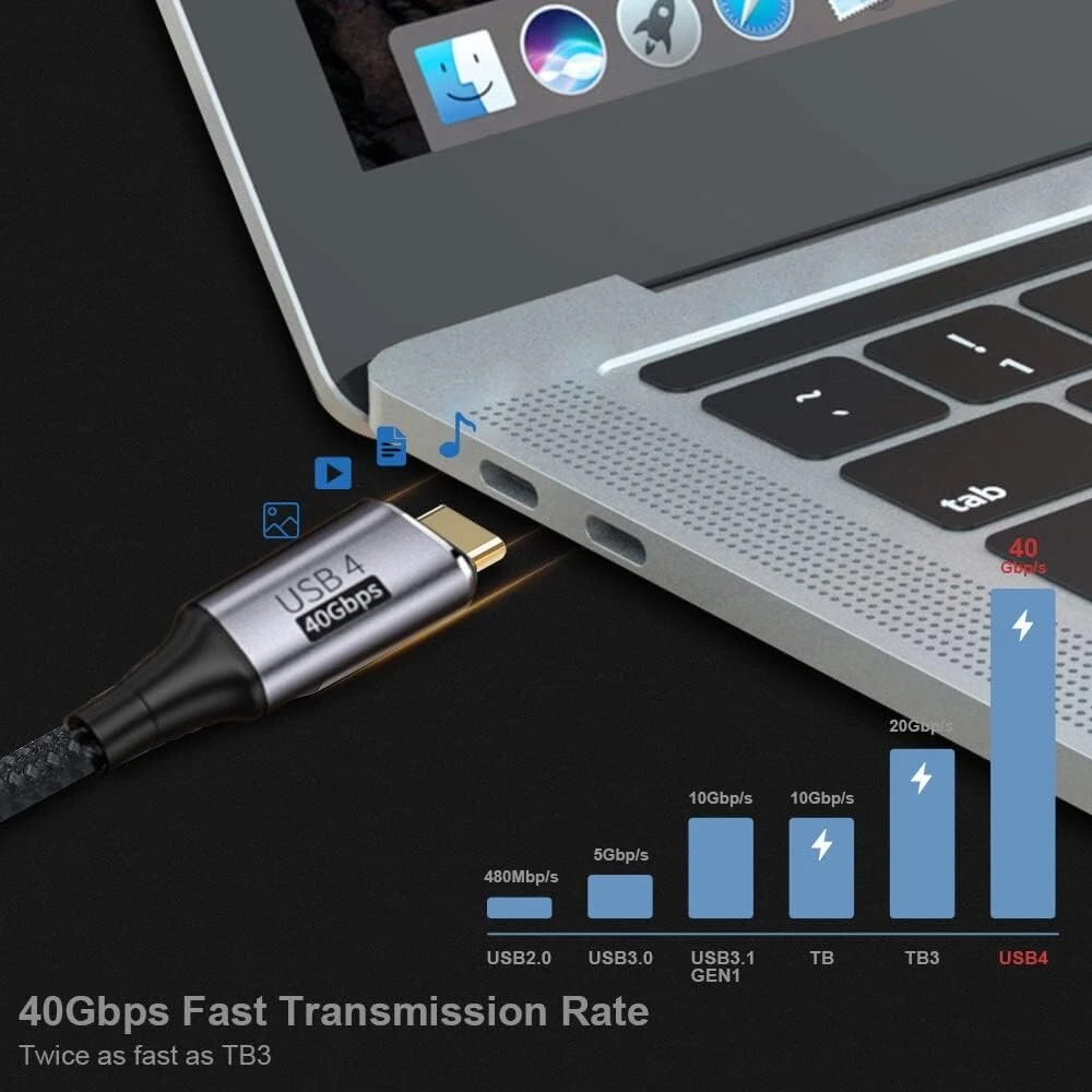 Nfhk usb 4 kabelis 40 gbps su 100 w įkrovimu ir 8k @ 60 hz 5k @ 60 hz usb 4.0 suderinamas su thunderbolt 3/4 50 cm