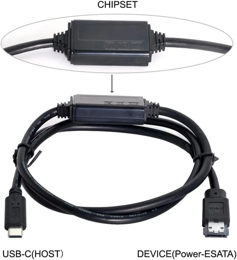 Nfhk Usb-c į Power Over Esata Dc5v adapteris Usb 3.0 į Hdd/ssd/odd Esatap keitiklis