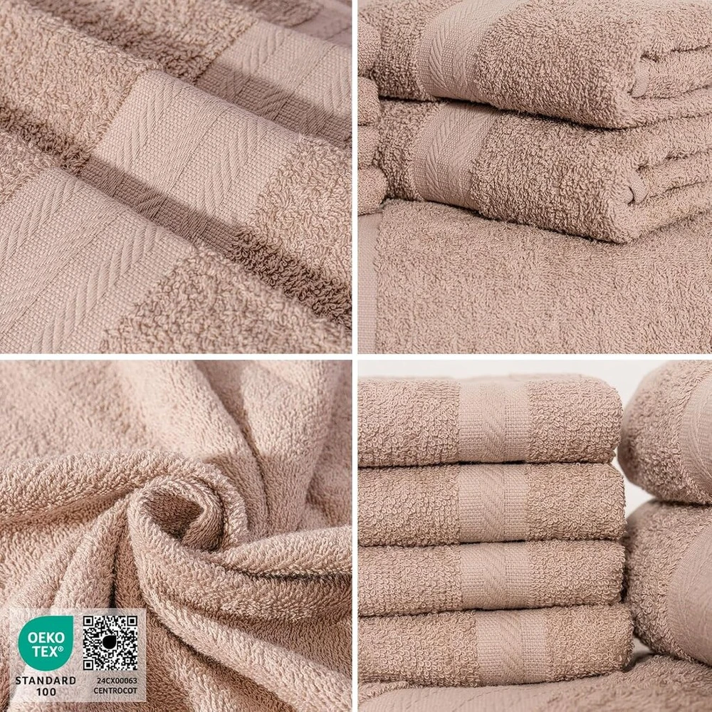 Rankšluostis Nice homeit 6 dalių medvilninių veido ir svečių rankšluosčių rinkinys 40 x 75 cm, 100% šukuotinė medvilnė, ypač minkšti ir gerai sugeriantys, pagaminti Italijoje, Powder