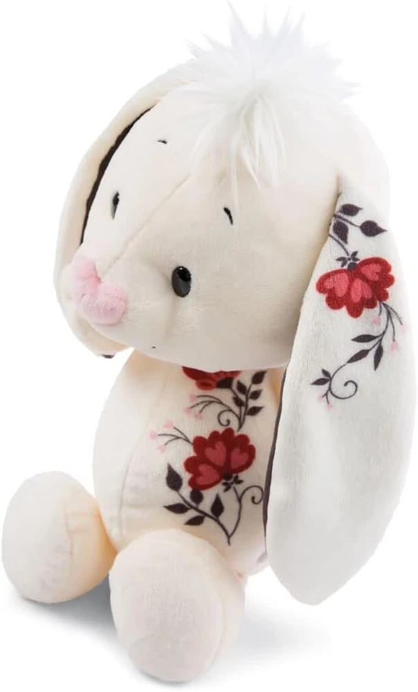Nici Minkštas žaislas triušis 35 cm su romantišku tatuiruotės atspaudu ant ausies – triušio pliušinis žaislas mergaitėms, berniukams ir kūdikiams – purus minkštas žaislas, skirtas apkabinimui, žaidimui ir dovanojimui – mielas minkštas žaislas