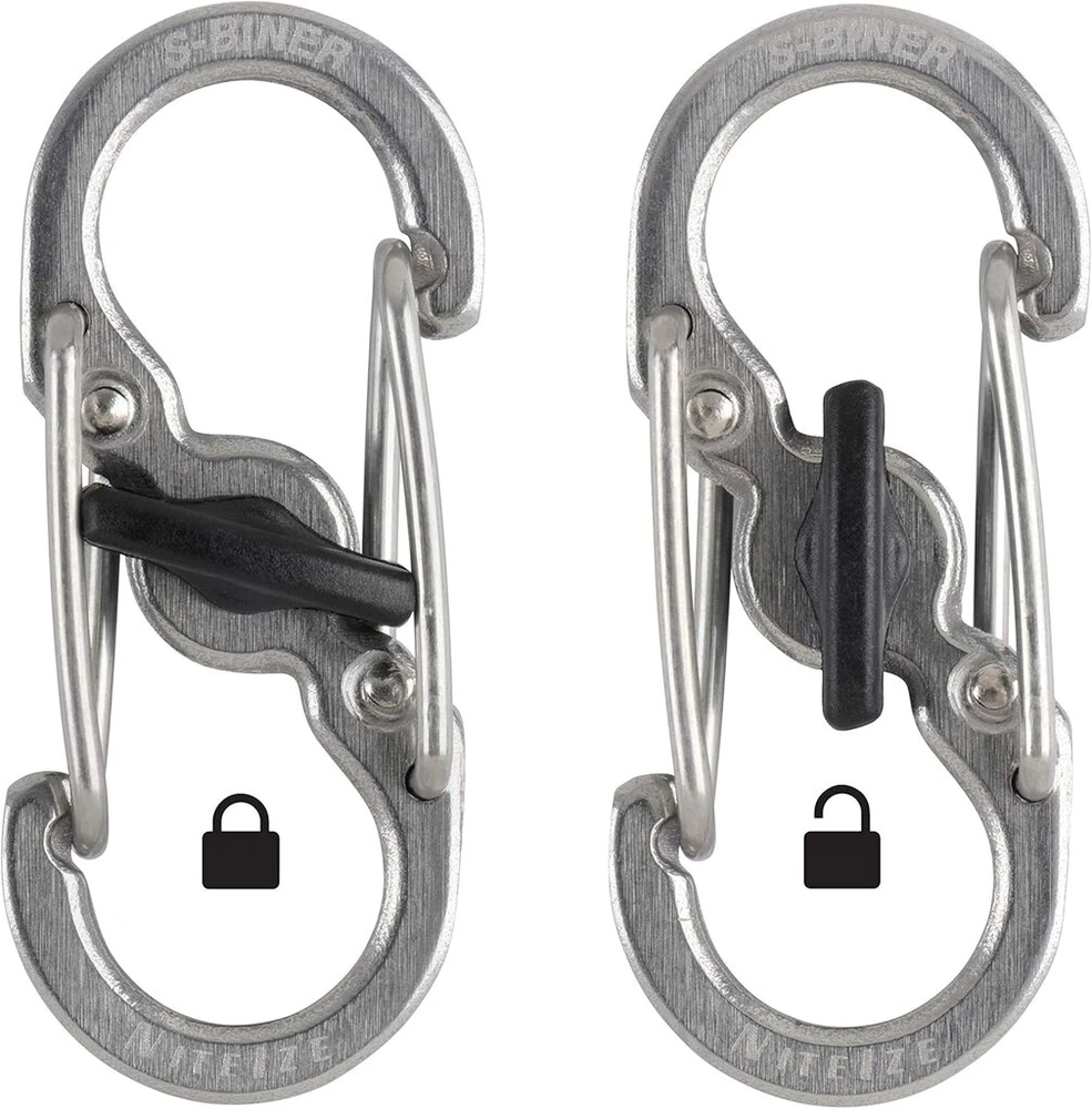 Nite Ize S-biner Micro Lock Mini nerūdijančio plieno karabinas, nerūdijantis plienas, 2 vnt.