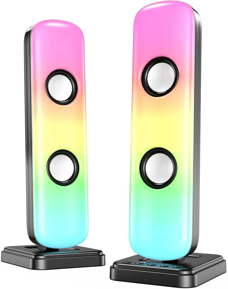 Njsj kompiuterio kolonėlės stacionariam kompiuteriui, 20w Hi-fi stereo žaidimų kolonėlės su bluetooth ir 3,5 mm Aux-in prievadu, valdomos Rgb lemputės, Ac adapterio Pc kolonėlė nešiojamam kompiuteriui, monitoriams