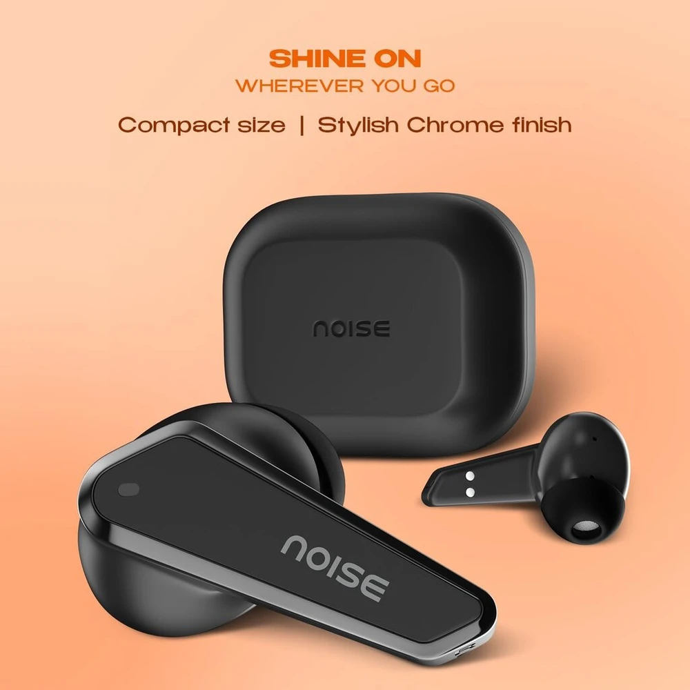 Ausinės Noise Buds N1 Chrome Finish 40 valandų atkūrimo laikas Quad mikrofonas su Enc Ultra Low Latency (iki 40 ms) Instacharge (10 min=120 min) Bt V5.3 (carbon Juodas)