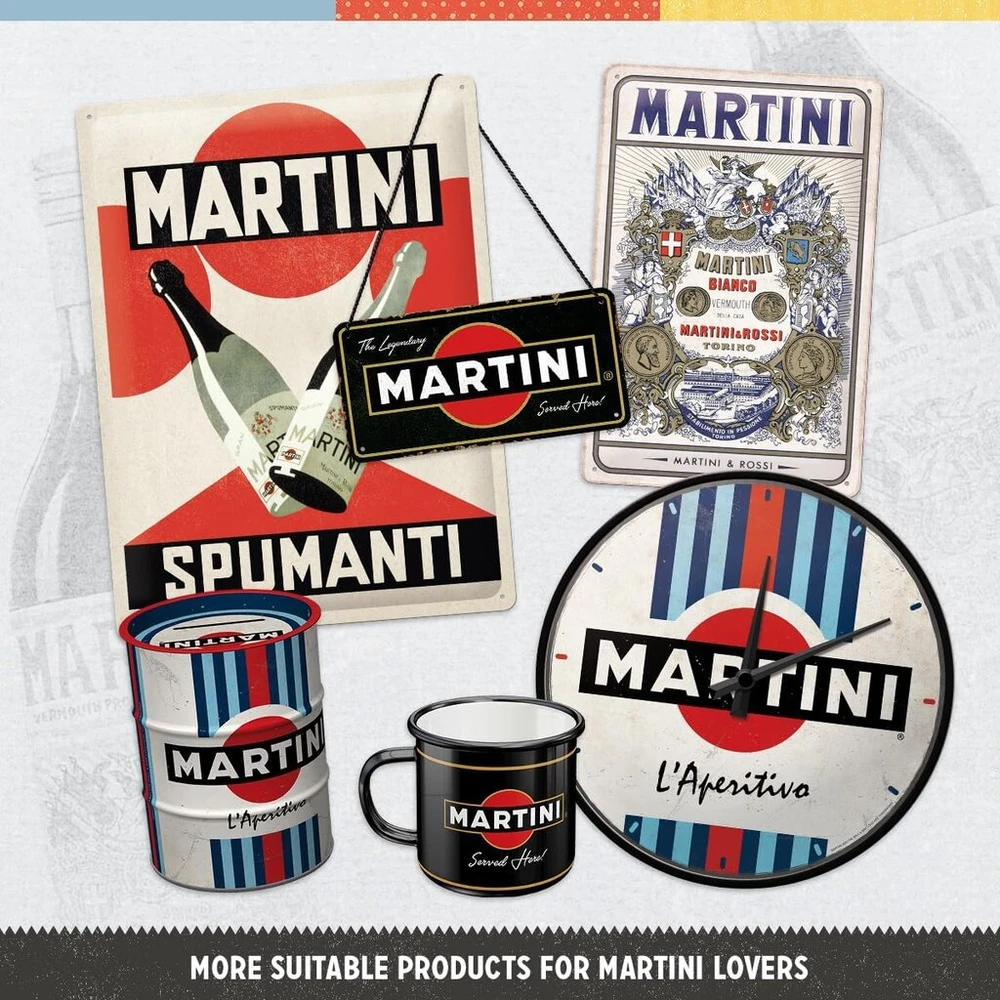 Nostalgic-art retro skardos ženklas, 20 x 30 cm, Martini - Bianco Vermouth Label - dovanos idėja kaip baro aksesuarai, originalus licencijuotas produktas (olp), pagamintas iš metalo, vintažinis dizainas, skardiniai ženklai su užrašais