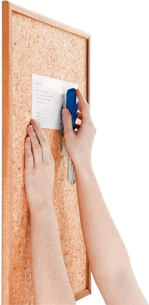 Novus E 15 kompaktiškas segtuvas su integruotu sąsagų išėmikliu, 15 lapų talpa - mėlynas/pilkas