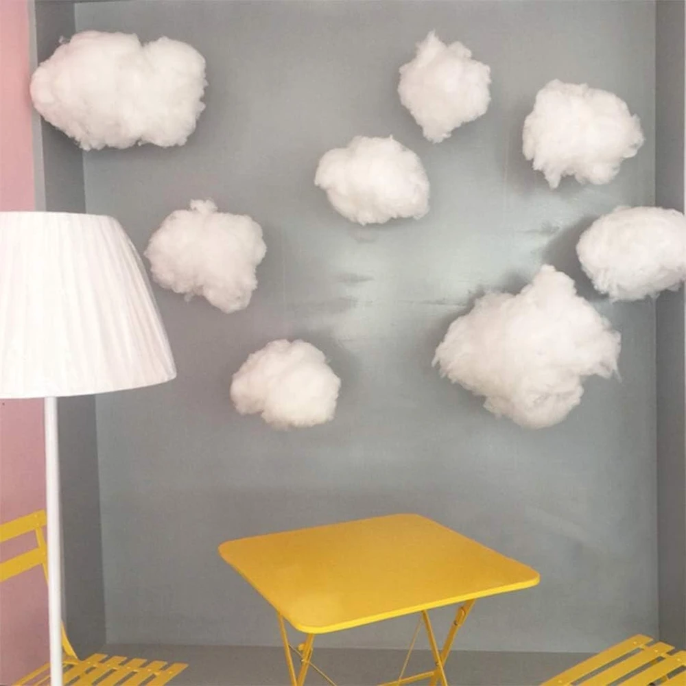 Plakatas Nuobesty debesų atramos plaukiojančios 2 vnt. dirbtiniai dekoratyviniai kabantys ornamentai "pasidaryk pats" 3d debesų rekvizitai meno scenos reikmenims dovanoms (20 cm) sienų pakabinamos debesų dekoracijos