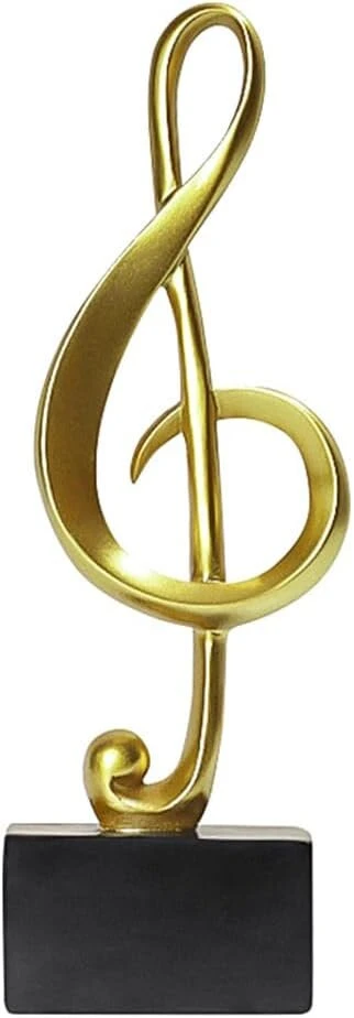 Nuzamas muzikos nata, statulėlė, 17,8 x 6,1 x 4,3 cm, auksinės muzikos natos, dekoratyvinė skulptūra, pianino natos skulptūra, namų meno muzikos ornamentai stalui, namų biurui