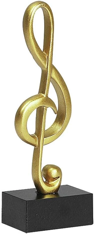 Nuzamas muzikos nata, statulėlė, 17,8 x 6,1 x 4,3 cm, auksinės muzikos natos, dekoratyvinė skulptūra, pianino natos skulptūra, namų meno muzikos ornamentai stalui, namų biurui