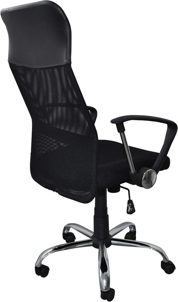 Officer Products Corfu biuro kėdė, ergonomiška rašomojo stalo kėdė, pasukama kėdė, membrana, audinys ir dirbtinė oda, biuro kėdė su ratukais, spalva: juoda
