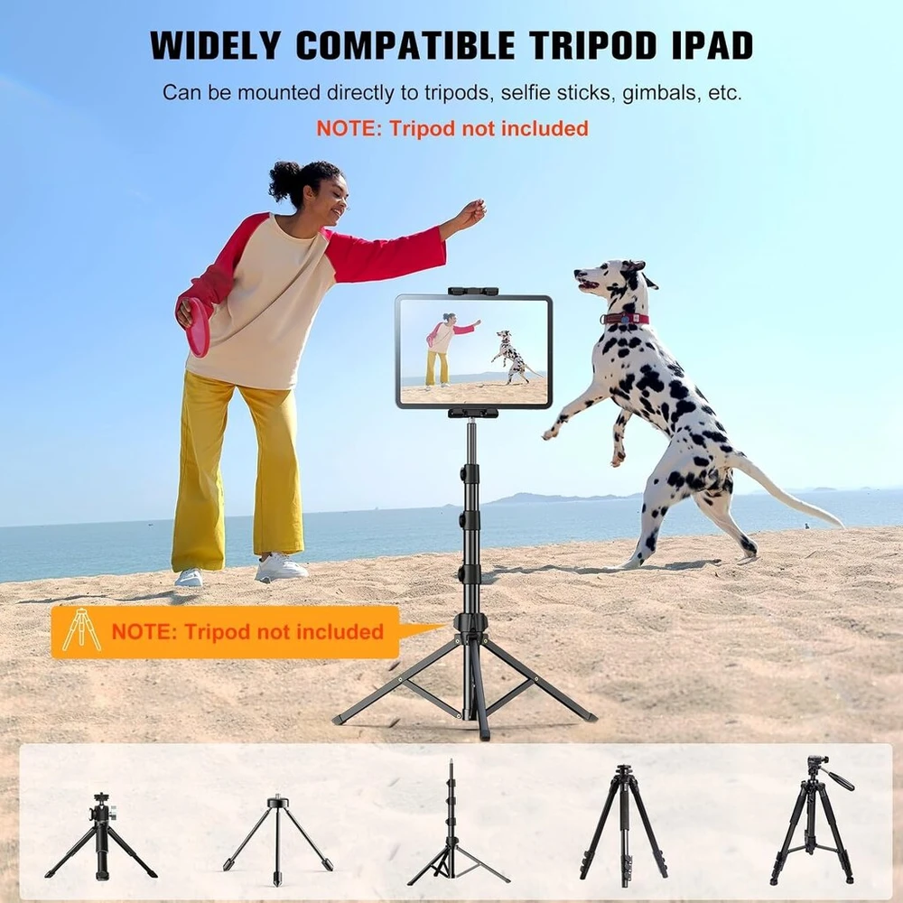 Ohlpro Ipad laikiklio adapteris trikojui, planšetinio kompiuterio laikiklis su rutuline galvute, 360° pasukamas universalus planšetinio kompiuterio laikiklis, trikojo laikiklis, suderinamas su visais 5–12,9 colių Ipad Pro Air Mini, Galaxy Tab