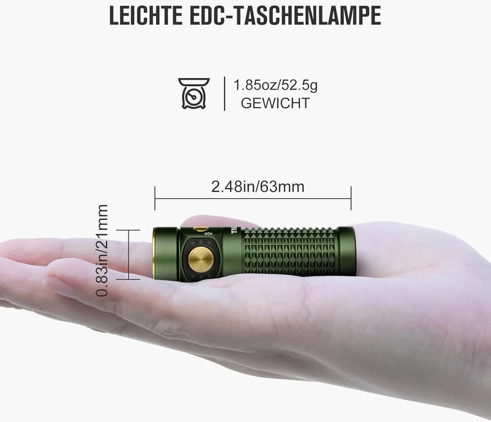 Olight Baton 4 Kit Mini Led įkraunamas žibintuvėlis su reguliuojamu įkrovimo dėklu, rankinis šviestuvas iki 190 dienų veikimo laiko, 1300 lm 170 m šviesos diapazonas itin ryškus mažas žibintuvėlis kasdieniam naudojimui, Ipx8 Od