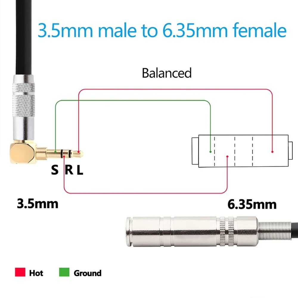 Oluote Trs 3.5 mm kištukas 90 laipsnių kampu į 6.35 mm lizdą audio kabelis ausinių ilgintuvas Aux kabelis (5 m)