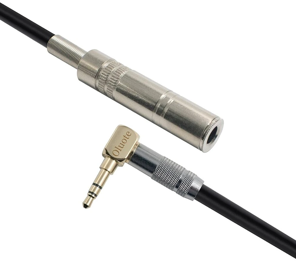 Oluote Trs 3.5 mm kištukas 90 laipsnių kampu į 6.35 mm lizdą audio kabelis ausinių ilgintuvas Aux kabelis (5 m)