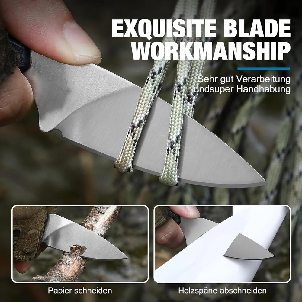 Omesio kaklo peilis d2 plienas, 42a fulltang mažas fiksuotas peilis g10 rankena su kydex dėklu ir 3" ašmenų ilgiu, ieties formos