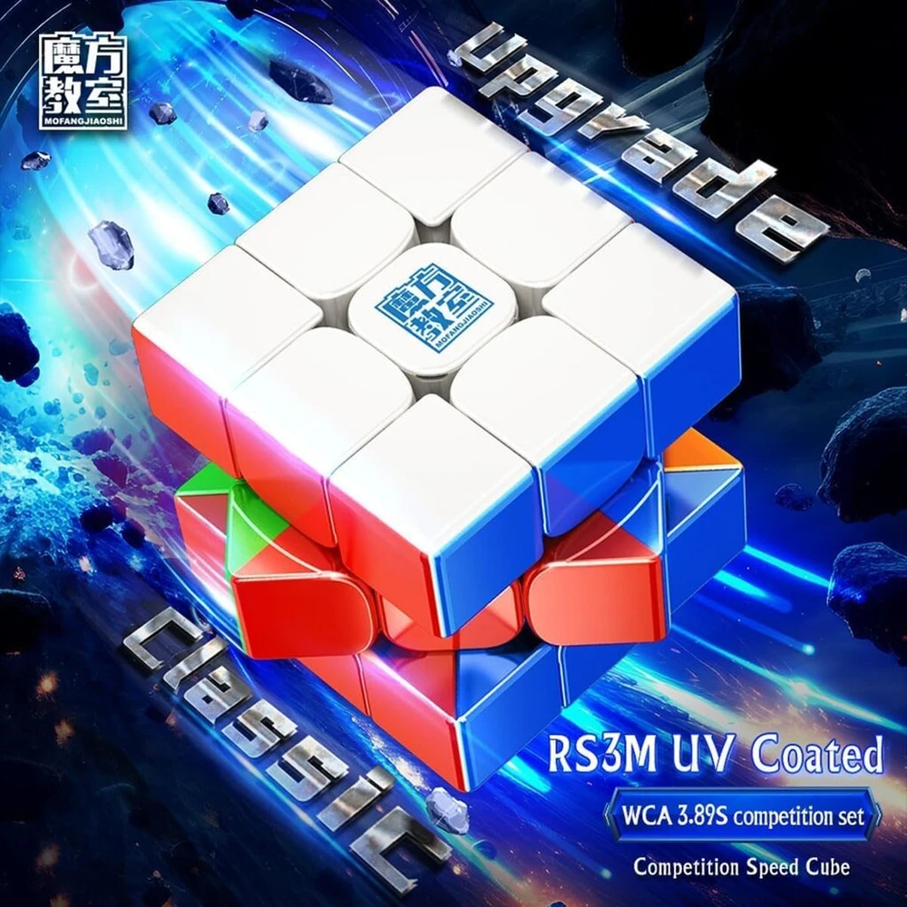 Oostifun Moyu Mofang Jiaoshi Rs3m Uv Coated Version 3 x 3 x 3 x 3 kubas, kubelių klasė, dvigubo reguliavimo sistema 3 x 3 Rs3m Uv kubo galvosūkis su kubo krepšiu (įvairiaspalvis)