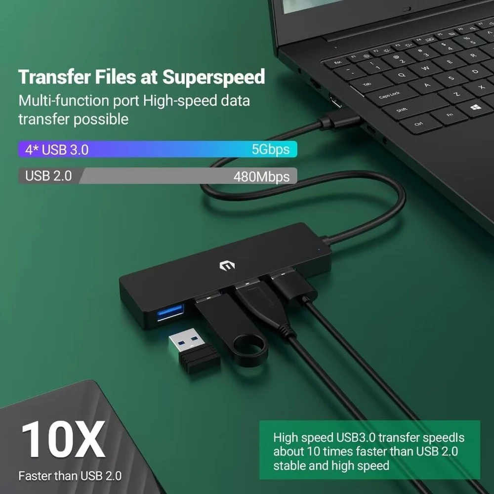 Ootday Usb C ethernet adapteris, 4 viename Usb C multiport su greitu duomenų perdavimu, Usb 3.0 Usb plėtinys, suderinamas su staliniais kompiuteriais ir kitais nešiojamaisiais kompiuteriais