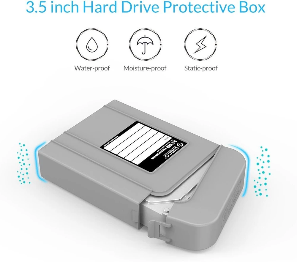 Orico 3.5 colio išorinis apsauginis hdd kietojo disko dėklas, kietojo disko dėklas, hdd apsauginis dėklas, atsparus smūgiams, dulkėms, antistatinis, nešiojimo dėklai 3.5 colio hdd - pilkas