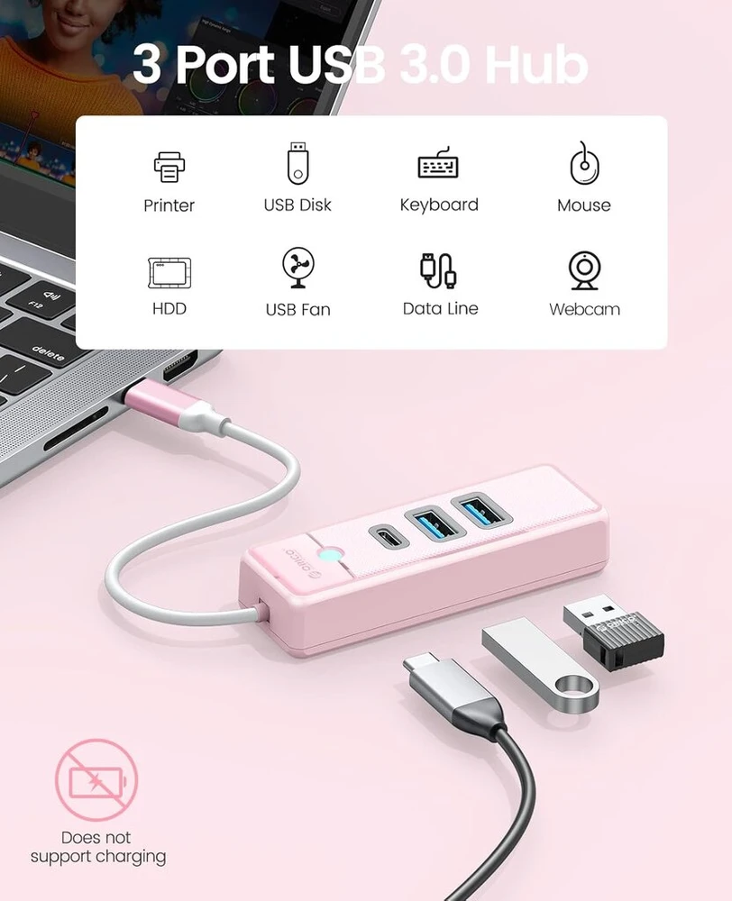 Orico Usb-c šakotuvas, 3 prievadai, 2x Usb-a, 1x Usb-c, 5gbps