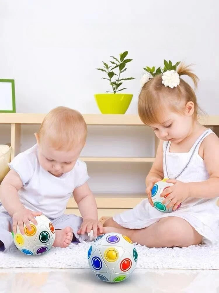 Originalus vaivorykštės kamuolys, didelis vaivorykštės kamuolys su 19 kamuoliukų, lavinamasis žaidimas vaikams, puiki dovana mergaitėms ir berniukams nuo 6 metų, skatina erdvinį mąstymą