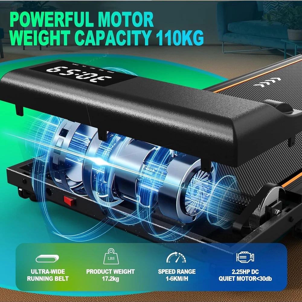 Orisyn vaikščiojimo takelis bėgimo takelis namams: bluetooth bėgimo takeliai 1-6 km/h treadmill for home su 2.25hp varikliu - nereikia surinkti